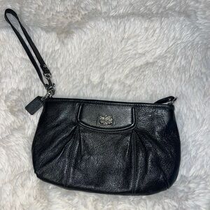 Black leather Coach wristlet